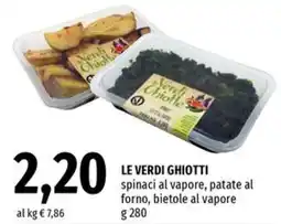 Famila Superstore LE VERDI GHIOTTI spinaci al vapore, patate al forno, bietole al vapore offerta