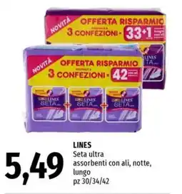 Famila Superstore LINES Seta ultra assorbenti con ali, notte, lungo offerta