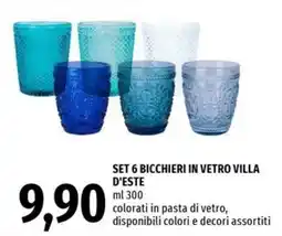 Famila Superstore Set 6 bicchieri in vetro villa d'este offerta