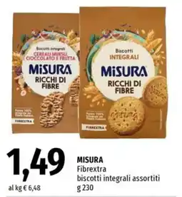 Famila Superstore MISURA Fibrextra biscotti integrali offerta