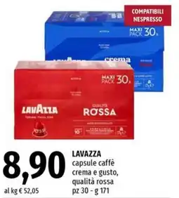 Famila Superstore LAVAZZA capsule caffè crema e gusto, qualità rossa offerta