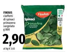 Famila Superstore FINDUS ciuffetti di spinaci primavera surgelato offerta