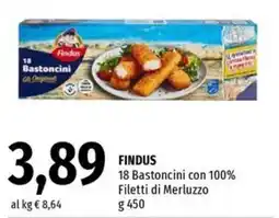 Famila Superstore FINDUS 18 Bastoncini con 100% Filetti di Merluzzo offerta