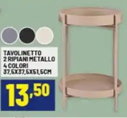 Risparmio Casa Tavolinetto 2 ripiani metallo 4 colori 37,5x37,5x51,5cm offerta