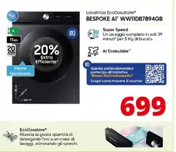 Comet SAMSUNG Lavatrice EcoDosatore BESPOKE AI WW11DB7B94GB offerta