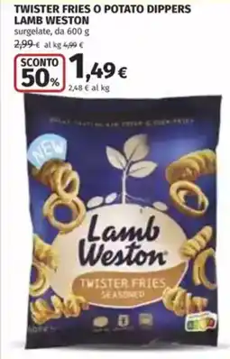 Coop Twister fries o potato dippers LAMB WESTON surgelate, da offerta