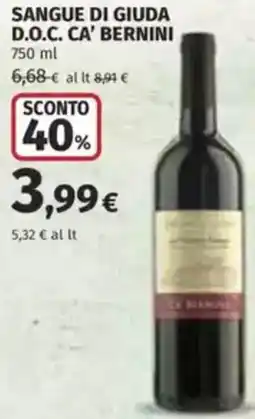 Coop Sangue di giuda d.o.c. CA' BERNINI offerta