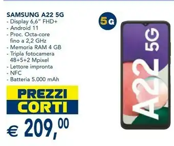 Esselunga Samsung galaxy a22 5g sm-a226b 16,8 cm (6.6") 4 gb 64 gb 5000 mah bianco offerta