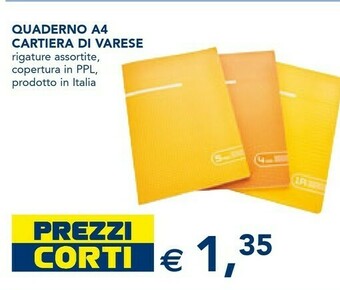 Esselunga Quaderno a4 cartiera di varese offerta