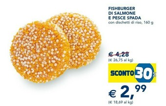 Esselunga Fishburger di salmone e pesce spada con dischetti di riso, 160 g offerta