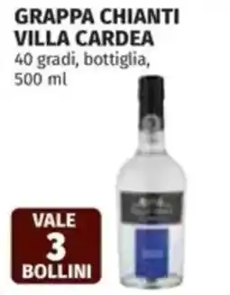 Coop Grappa chianti villa cardea 40 gradi, bottiglia offerta