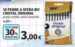 Coop 10 penne a sfera bic cristal original punta media offerta