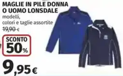 Coop Maglie in pile donna o uomo lonsdale offerta
