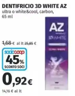 Coop Dentifricio 3d white az ultra o white&cool, carbon, offerta