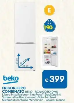 MD Discount FRIGORIFERO COMBINATO BEKO - RCNA305K40WN offerta