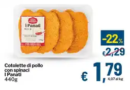 Qui Discount Cotolette di pollo con spinaci I Panati offerta