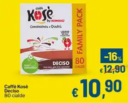 Qui Discount Caffè Kosè Deciso 80 cialde offerta