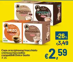 Qui Discount Caps orzo/ginseng/macchiato cremoso/nocciolino compatibili Dolce Gusto offerta