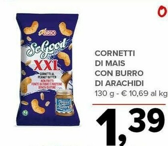 Todis Brio cornetti di mais con burro di arachidi offerta