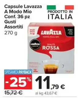 Carrefour Capsule Lavazza A Modo Mio Conf. 36 pz Gusti Assortiti offerta