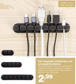 In'S Mercato Set 3 organizer multislot per cavi con supporto adesivo offerta