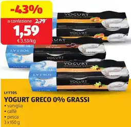 ALDI Lyttos yogurt greco 0% grassi offerta