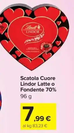 Carrefour Express Scatola Cuore Lindor Latte o Fondente 70% offerta
