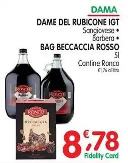 D'Ambros Dama dame del rubicone IGT - bag beccaccia rosso Cantine Ronco offerta