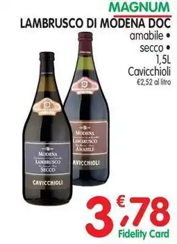 D'Ambros Magnum lambrusco di modena DOC CAVICCHIOLI offerta