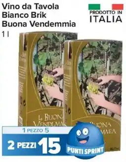 Carrefour Express Vino da Tavola Bianco Brik Buona Vendemmia offerta