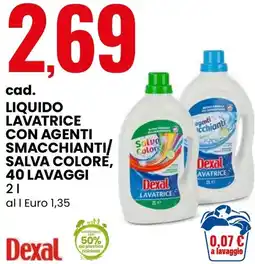 Eurospin Dexal liquido lavatrice con agenti smacchianti/ salva colore offerta