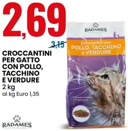 Eurospin Radames croccantini per gatto con pollo, tacchino e verdure offerta