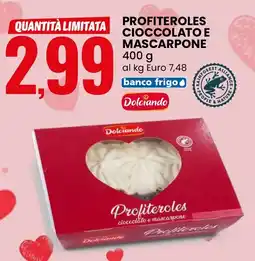 Eurospin Dolciando profiteroles cioccolato e mascarpone offerta