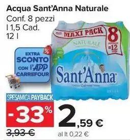 Carrefour Market Acqua Sant'Anna Naturale offerta