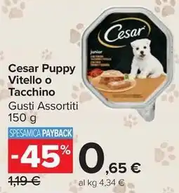 Carrefour Market Cesar Puppy Vitello o Tacchino offerta