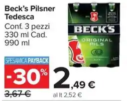 Carrefour Market Beck's Pilsner Tedesca offerta