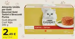 Carrefour Market Alimento Umido per Gatti Gourmet Gold Tortini o Straccetti Purina offerta