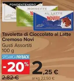 Carrefour Market Tavoletta di Cioccolato al Latte Cremoso Novi offerta