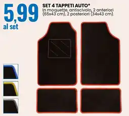 Eurospin Set 4 tappeti auto offerta