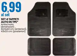 Eurospin Set 4 tappeti auto in tpe offerta