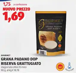 ALDI Gourmet grana padano dop riserva grattugiato offerta