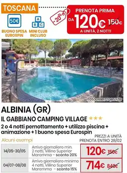 Eurospin Albinia (gr) il gabbiano camping village offerta