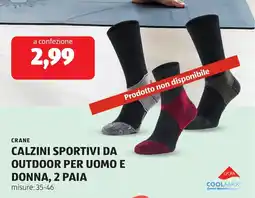 ALDI Crane calzini sportivi da outdoor per uomo e donna, 2 paia offerta