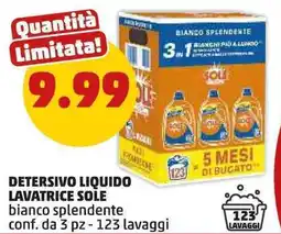 PENNY Detersivo liquido lavatrice SOLE offerta