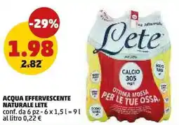 PENNY Acqua effervescente naturale LETE offerta