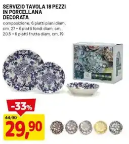 DPiù Servizio tavola 18 pezzi in porcellana decorata offerta
