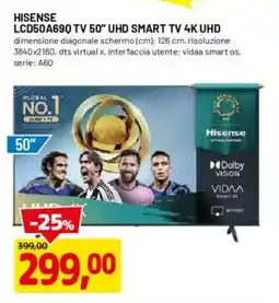 DPiù HISENSE LCD50A690 TV 50" UHD SMART TV 4K UHD offerta