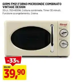 DPiù GIRMI FM21 FORNO MICROONDE COMBINATO VINTAGE DESIGN offerta