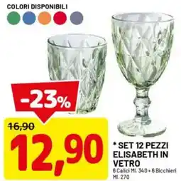 DPiù Set 12 pezzi elisabeth in vetro offerta