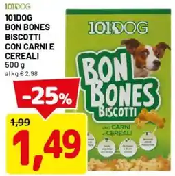 DPiù 101dog bon bones biscotti con carnie cereali offerta